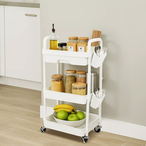 3/4Tier Space Rack Storage Trolley Cart on Wheels Kitchen Bathroom Laundry 1