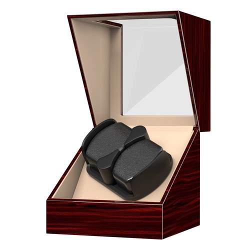 Electric Automatic Watch Winder Rotation Storage Case Wooden Display Box 2 Grids 1