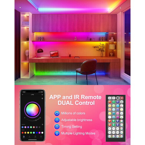 30M LED Strip Lights Ultra Long Bluetooth RGB Light Strips with Remote  App 2