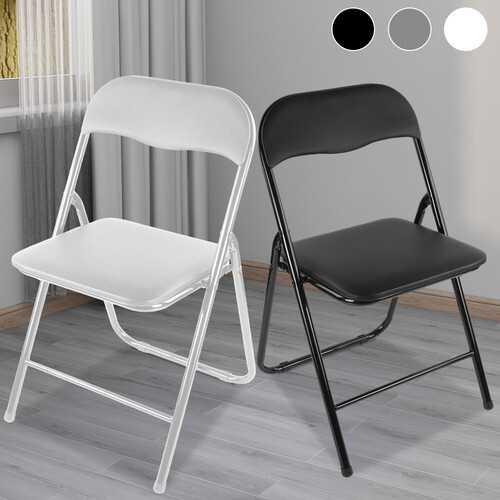 Black Metal Folding Chair Foldable Computer Desk Office Party Back Rest Chairs 1