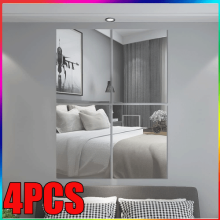 Large Mirror Tiles Wall Sticker Self Adhesive Stick On AntiShatter Decor