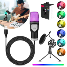 Condenser USB Microphone for PC/Laptop Gaming, Streaming & Podcast Mic RGB Light