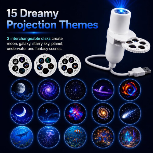 ENCOMAG Hd Smart Holographic Night Light Projector Galaxy Projector 5 in 1 2