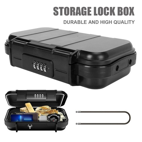 Personal Combination Locking Safety Storage Box Portable with Tether Cable Steel 1