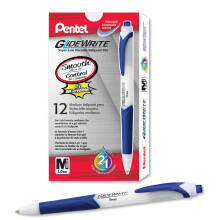 Pentel GlideWrite Balpen met TechniFLO Inkt - Verpakking van 12 Blauwe 1.0mm Pen met Inklapbare Stift