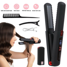 7 Temperature Settings Safety Cover Heat Process Cordless Hair Straightener