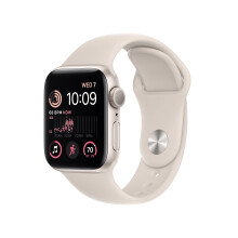 Apple Watch SE 2nd Gen (GPS, 40mm) - Starlight Case with Starlight Sport Band S/M (Renewed)