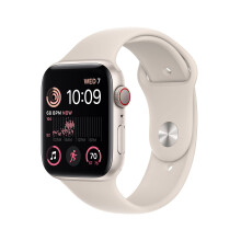 Apple Watch SE (2nd Gen) (GPS + Cellular, 44mm) - Starlight Aluminum Case with Starlight Sport Band, S/M (Renewed)