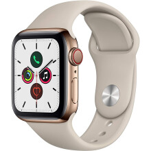 Apple Watch Series 5 (GPS + Cellular, 40MM) - Gold Edelstahlgehäuse mit Stone Sport Band ( erneuert)