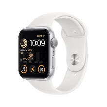 Apple Watch SE (2nd Gen) (GPS, 44mm) - Silver Aluminum Case with White Sport Band, M/L (Renewed)