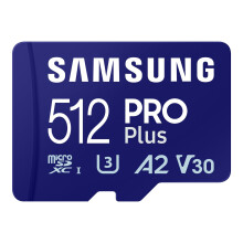 Tarjeta Micro SD Samsung PRO Plus, 512 GB microSDXC, UHS-I U3, MB-MD512SA-IT/EC