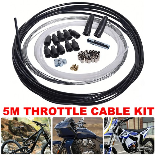 Universal 5 Metres DIY Throttle Cable Kit Nipples Ferrules Motorbike Replacement 1