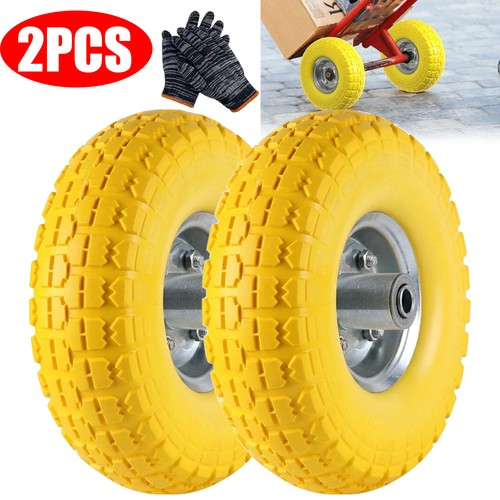 2PCS 10" Puncture Burst Proof Solid Rubber Sack Truck Trolley Wheel Spare Tyres 1