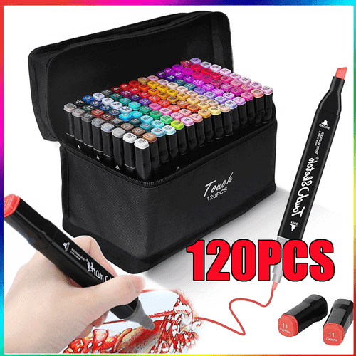 Dual Tip Marker Pen For Beginner Highlighting Sketching Drawing 120 Colours NEW 1