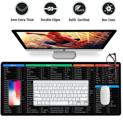 Excel Shortcuts Cheat Sheet Office Mouse Pad Keyboard Mat Desk Giant 900*400*3mm 1