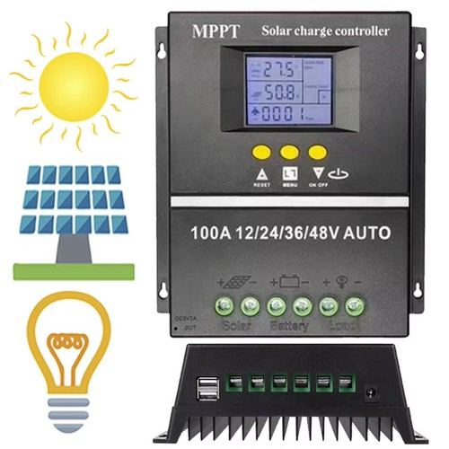 4000W 100A MPPT Solar Charge Controller Battery PV Regulator 12V/24V/36V/48V USB 2