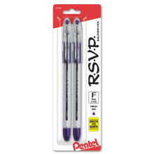 Pentel R.S.V.P. Kugelschreiber, feine Linie, lila Tinte, 2er Pack (BK90BP2V)