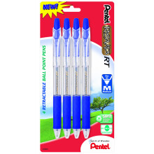 Pentel R.S.V.P. RT Nachfüllbarer Kugelschreiber, mittlere Linie, blaue Tinte, 4er Pack (BK93BP4C)