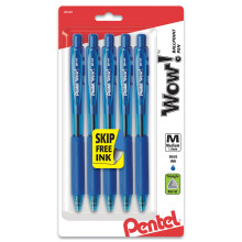 Pentel WOW! Nachfüllbare Kugelschreiber, mittlere Linie, blaue Tinte, 5er Pack (BK440BP5C)