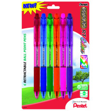 Pentel R.S.V.P. RT Farben Neue Nachfüllbare Kugelschreiber, Mittel, 6er Pack (BK93CRBP6M)