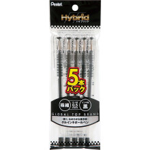 Pentel Hybrid Kugelschreiber, XK105GA5, 5er Pack, Schwarz
