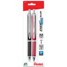 Pentel Energel 0.7mm Alloy RT Nachfüllbare Gelstift - 2er Pack (1 Schwarz und 1 Rot)