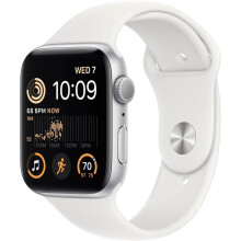 Apple Watch SE (2ª Gen) (GPS + Cellular, 44mm) - Caja de Aluminio Plateada con Correa Sport Blanca, M/L (Renovado)
