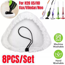 8PCS Stick On White Washable Cleaning Pads Microfiber For H20 X5/HD Vax/Viledar