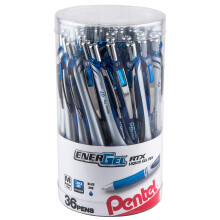 Pentel EnerGel RTX Retractable Liquid Gel Pen Canister, 0.7mm, Medium Line Blue Ink, (BL77PC36C) (Pack of 1, 36 Count Total)