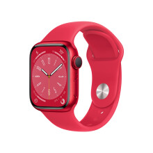 Apple Watch Series 8 (GPS, 41MM) - (Product) RED Aluminum Case with (Product) RED Sport Band S/M (Renewed Premium)