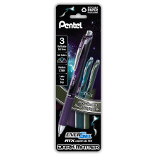 Pentel EnerGel RTX Dark Matter Liquid Gel Pen, (0.7mm), Assorted Dark Ink Colors, Pack of 3 (BL77DMPF3M)