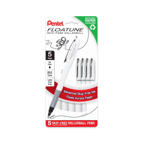 Pentel Pentel Floatune Rollerball, Punta Bold 1.0mm, Inchiostro Nero, 5 pz (BY110PF5A)