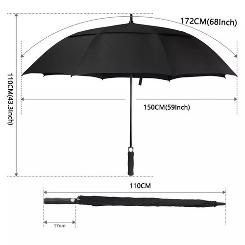 68 Inch Extra Large Golf Umbrella Windproof Double Canopy Vented Automatic Open 2