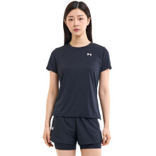 Under Armour Camiseta Técnica de Manga Corta para Mujer, (001) Negro / Blanco, Mediana