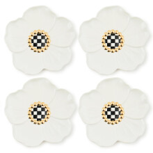 MACKENZIE-CHILDS Ensemble de 4 Assiettes en Céramique Collection Lapin Blanc, 20 cm