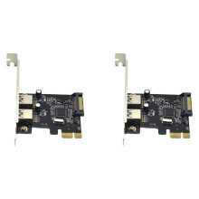 2X Carte D'Extension PCIE PCI-E Vers 2 USB3.0 5 Gbit/S Carte de Conversion Riser pour Win7/8/9/10/Linux