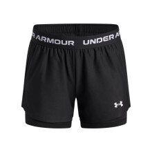 Shorts Under Armour para Niñas Tech Play Up 2 en 1, (005) Negro/Negro/Blanco, Grande