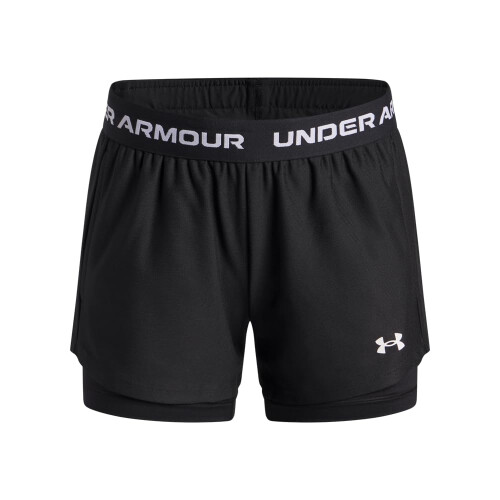 Under Armour Shorts Under Armour Filles Tech Play Up 2 en 1, Noir/Blanc, Medium