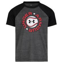 Under Armour Jungen Kurzarm Baseball Grafik T-Shirt, Leicht & Atmungsaktiv, Lockere Passform, Schwarz Raglan Tech, 2T