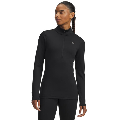 Under Armour Under Armour Mujer Base 4.0 Half Zip, (002) Negro / Blanco, Mediano