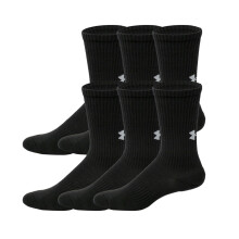 Under Armour UA Cotton Herr Crew Strumpor, 6 Par, Storlek L, Svart