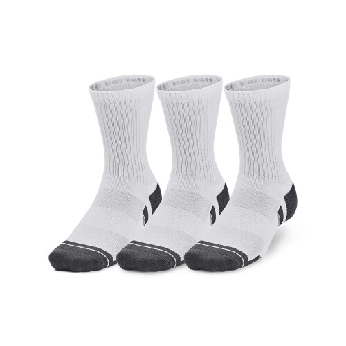 Under Armour Under Armour Unisex Vuxen Prestanda Bomull Mid Strumpor 3-pack, (100) Vit/Vit/Grå, Medium