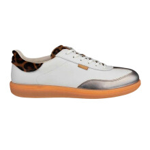 (7 UK, Gravel/White) Ecco Womens/Ladies Leopard Print Leather Flat Court Trainers