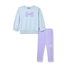 Under Armour Girls' 2-piece Sweatshirt and Leggings Outfit Set, Blue Calm Velour, 5