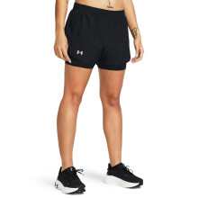 Under Armour Dames Fly By 2-in-1 Shorts, (001) Zwart/Zwart/Reflecterend, Groot