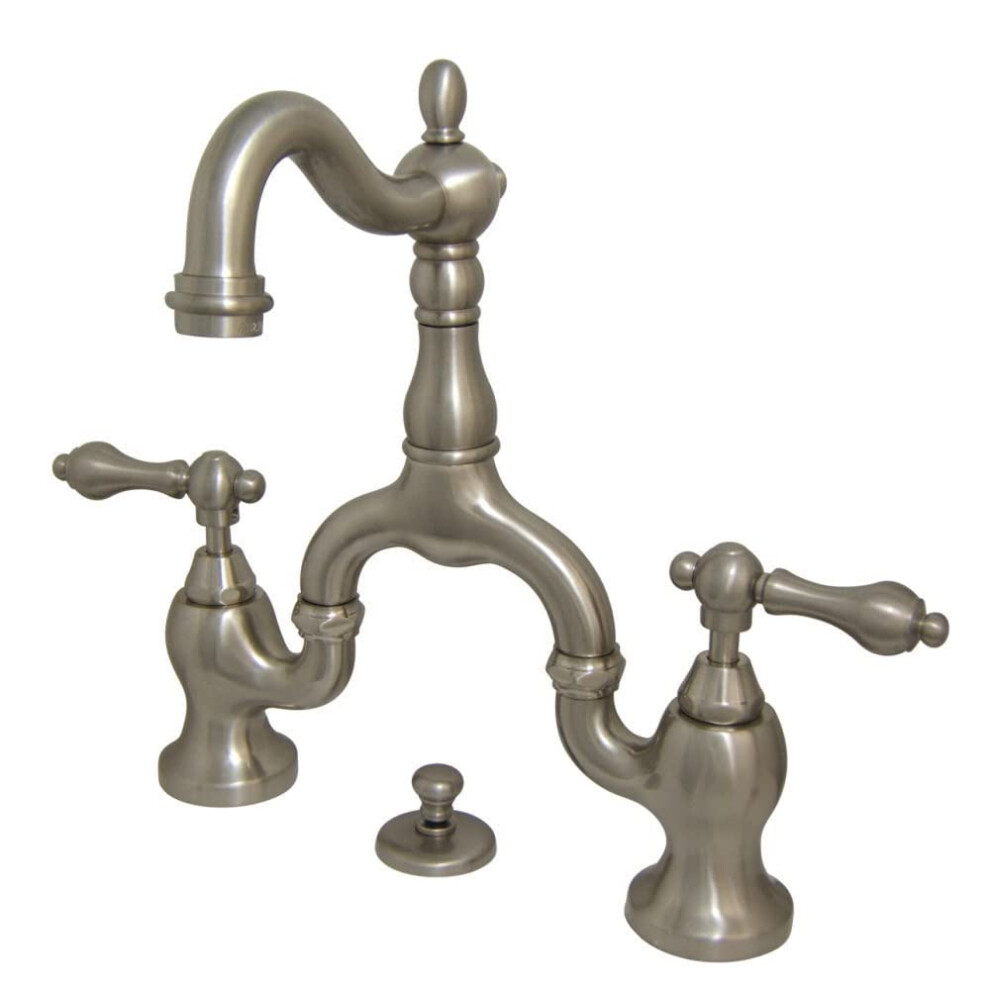 Photos - Tap Kingston Brass KS7978AL English Country Lavatory Faucet Pop-Up, Brushed Nickel 