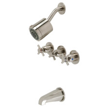 Grifo de Ducha y Bañera Triple Kingston Brass KBX8138DX en Níquel Cepillado