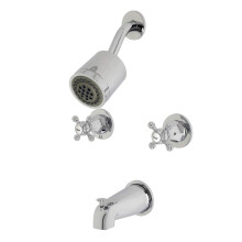 Grifo de Ducha y Bañera de Doble Manija Kingston Brass KBX8141BX en Cromo Pulido