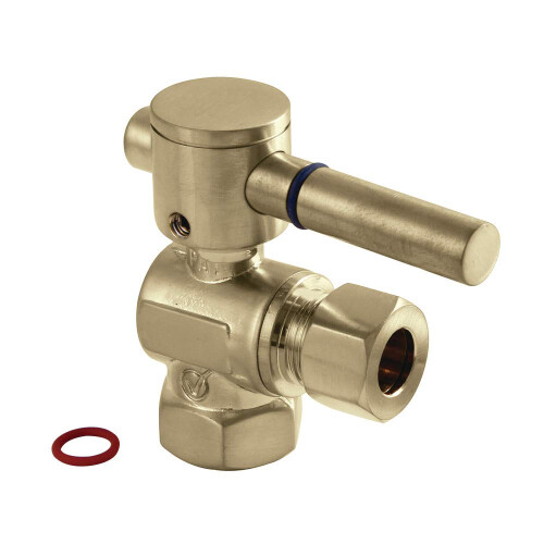 Válvula de parada angular de 1/4 de vuelta Kingston Brass CC33107DL 3/8" IPS X 3/8" OD, Latón cepillado