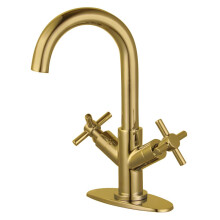 Robinet de salle de bain à 2 poignées Fauceture LS8453JX avec pop-up, laiton brossé